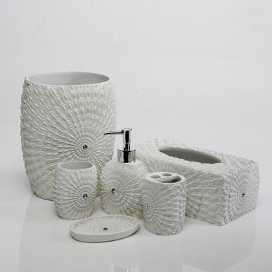 Feather-Star White Bathroom Accessory Set Of 6