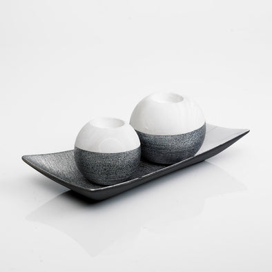 Modern Marble White & Grey Tealight Candle Holder & Tray