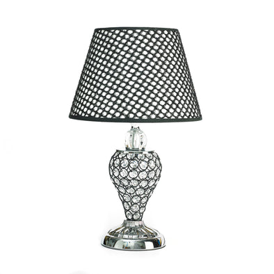 Silver & Black Crystal Table Lamp With Black Lamp Shade