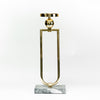 Pillar Brass & Glass Candle Holder On A Stone Stand