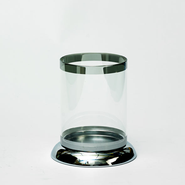 Sophisticated Silver Rimmed Clear Glass Votive Candle Holder