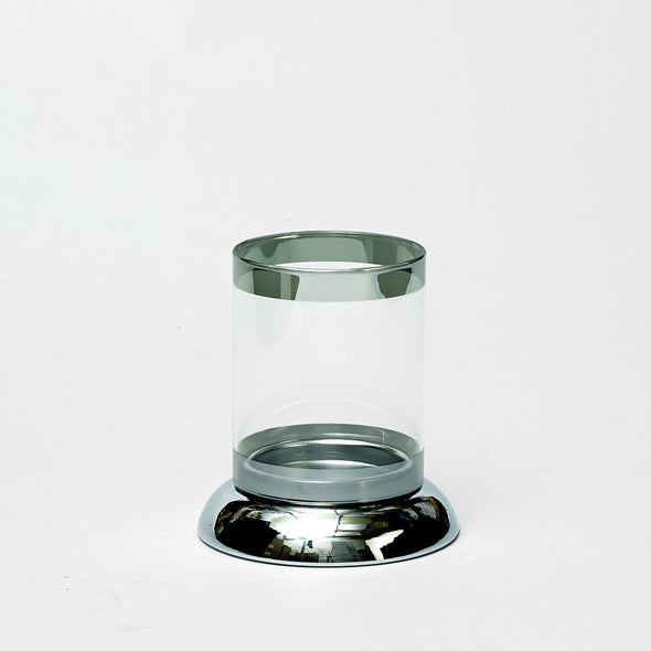 Sophisticated Silver Rimmed Clear Glass Votive Candle Holder