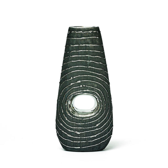 Modern Black & Silver Textured Vase