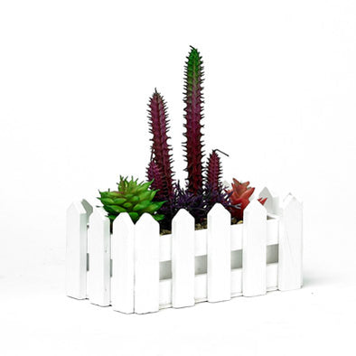 Decorative Artificial Succulent Plant In Fenced Planter
