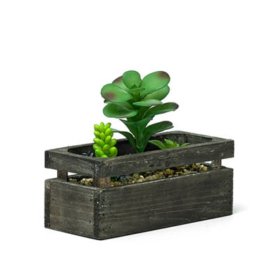 Decorative Wooden Planter With Artificial Succulent