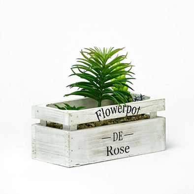 Decorative Wooden Planter With Artificial Green Plant