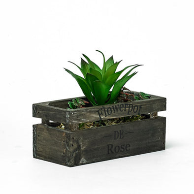 Decorative Wooden Planter With Artificial Green Plant