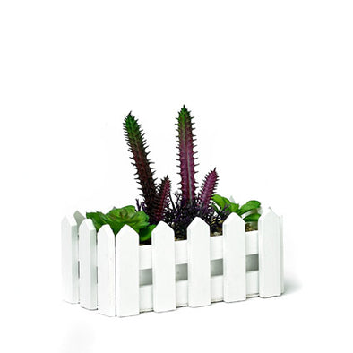 Decorative Fenced Planter With Artificial Succulents