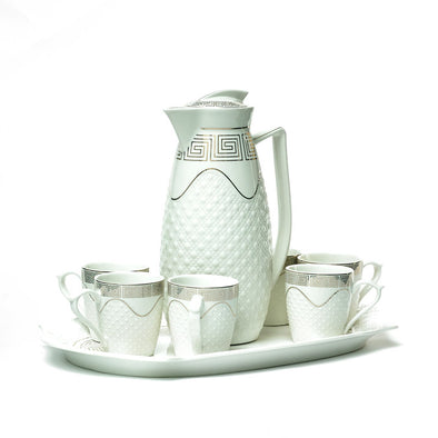 Versace White & Gold Teapot,Mugs & Tray Set