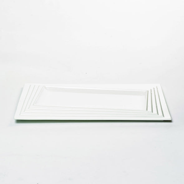 Classic White Porcelain Rimmed X-Large Rectangular Plate