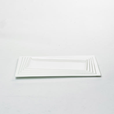 Classic White Porcelain Rimmed Medium Rectangular Plate