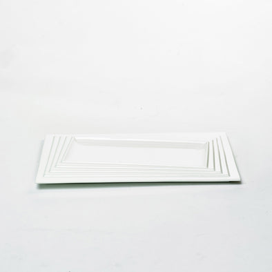 Classic White Porcelain Rimmed Large Rectangular Plate