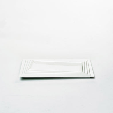 Classic White Porcelain Rimmed Small Rectangular Plate