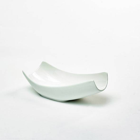 Classic White Porcelain Medium Curved Salad Bowl
