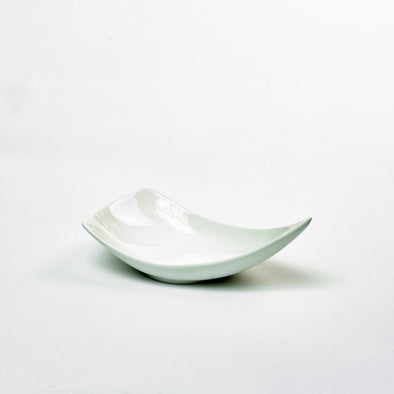 Classic White Porcelain Large Triangular Curved Salad Bowl