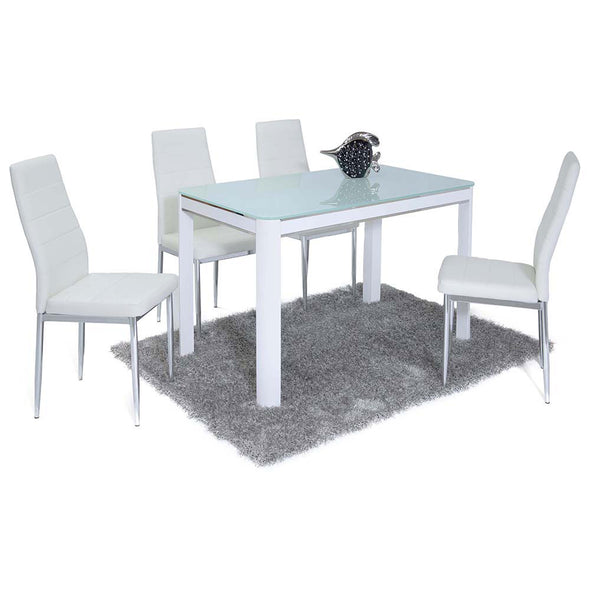 Morano Dining Set White 4 Maxi Chairs - DE.L