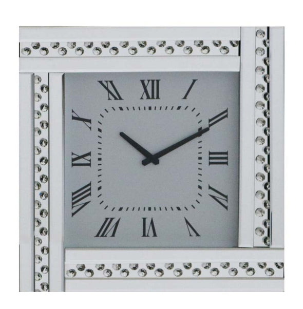 Glitz Mirrored Clock Silver