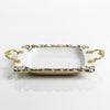 Majestic White & Gold Diamante Embellished Platter With Gold Handles