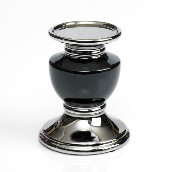 Simple Black & Silver Finished Pillar Candle Holder