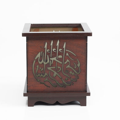 Hand-crafted Islamic Scripted Wooden Light-Up Pillar