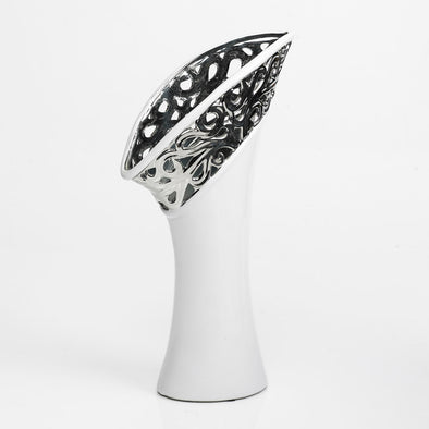 Modern White & Silver Designed Vase